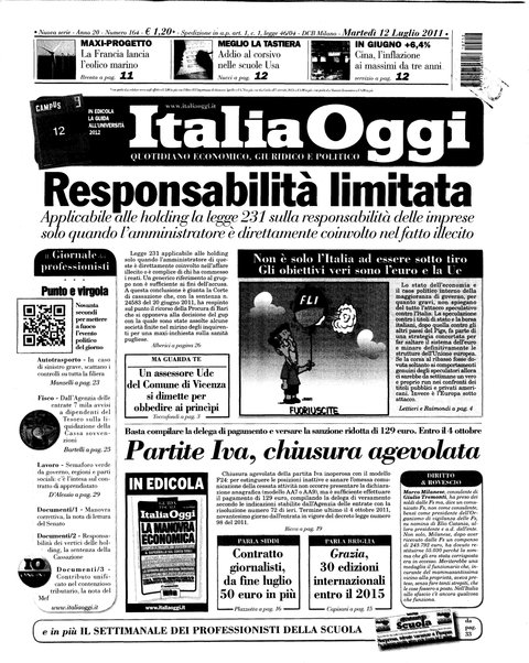 Italia oggi : quotidiano di economia finanza e politica